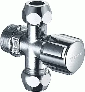 Koopje Schell Comfort hoekstopkraan chroom 1/2" met twee uitgangen 3/8" haaks afaande aansluiting 10mm kraan messing 049910699